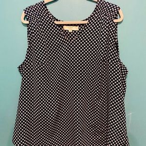 Navy blue sleeveless blouse with V neck